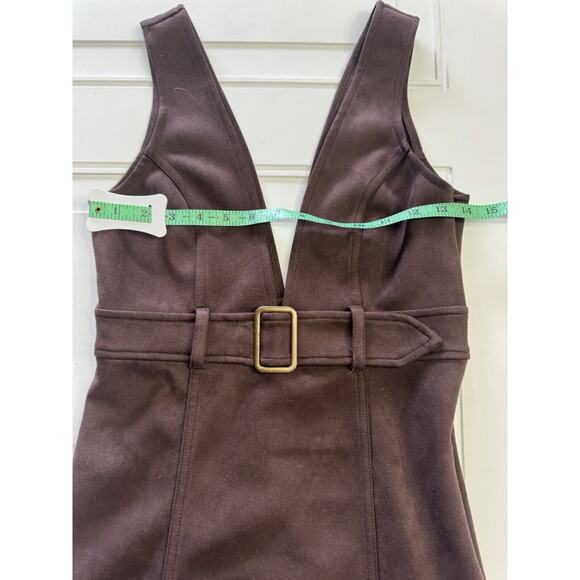 Women Junior's Forever 21 Brown Suede Overall Jumper Dress Size Small S Bodycon - Picture 5 of 8